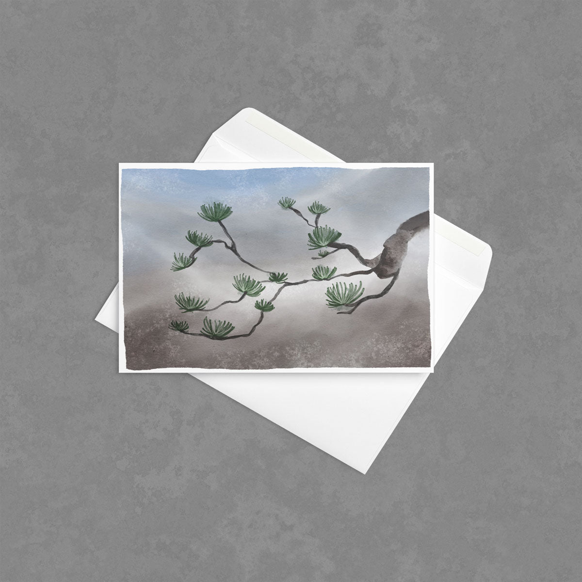 Pine Branch - Watercolor Zen Greeting Card