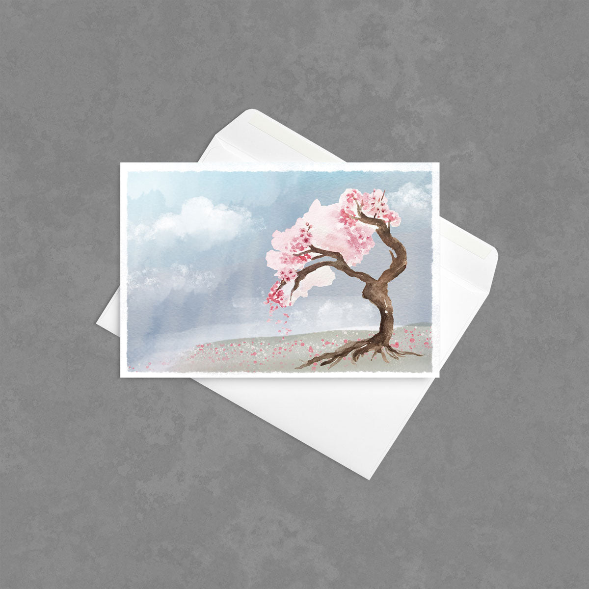 Springtime Cherry Blossoms - Watercolor Zen Greeting Card